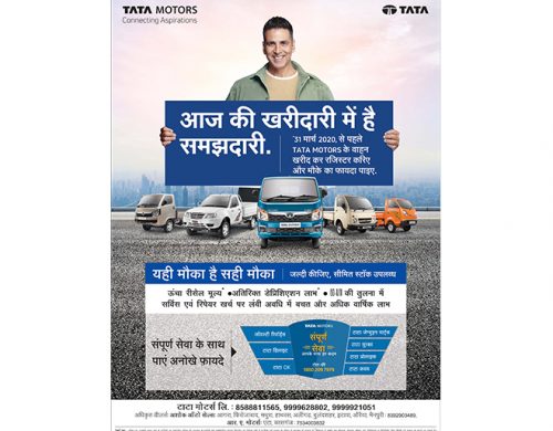 Print ad for TATA Intra Truck featuring Akshay Kumar